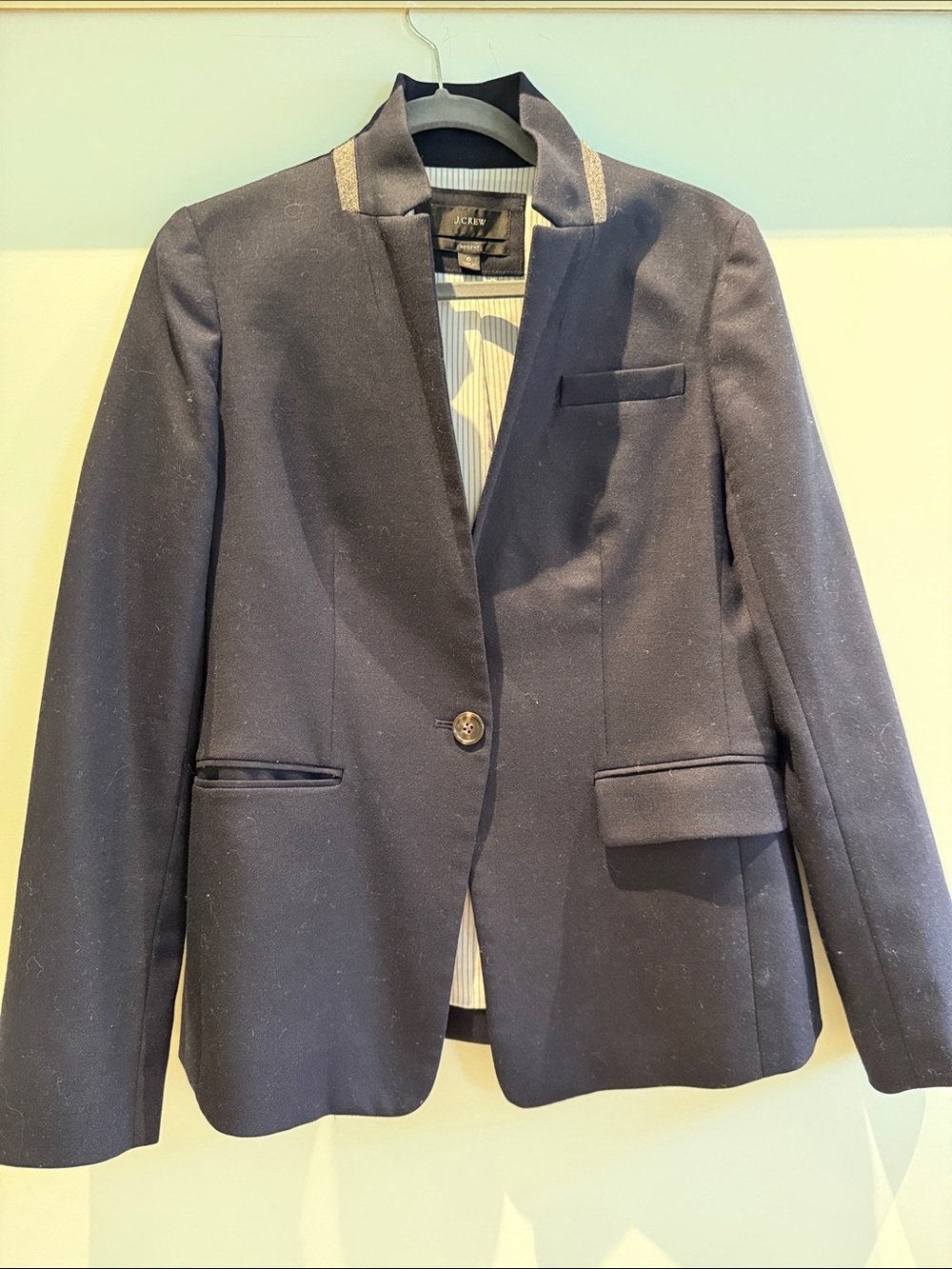 J. Crew Navy Women's Blazer with Subtle Sheen